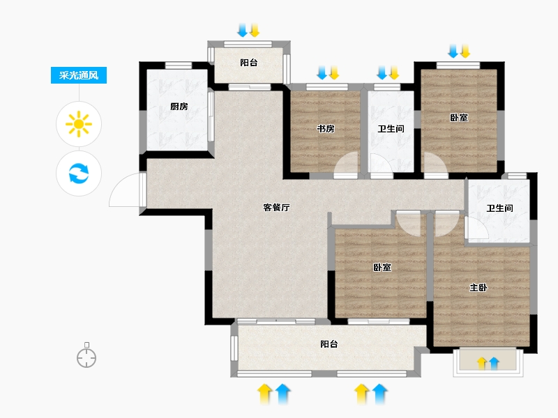 河南省-南阳市-建业贰号城邦-117.86-户型库-采光通风