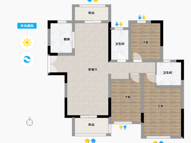 河南省-驻马店市-建业城-108.00-户型库-采光通风