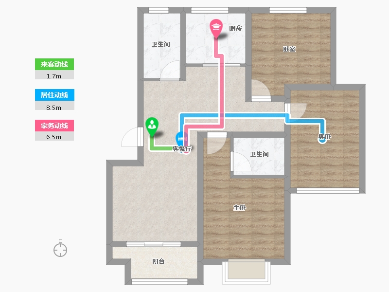 浙江省-绍兴市-香溪铭苑-85.00-户型库-动静线