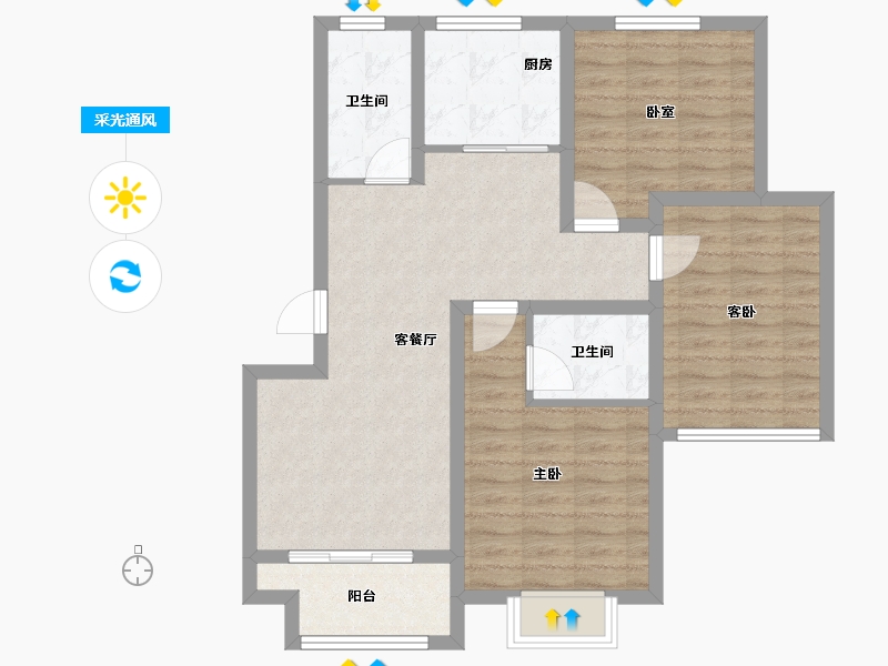 浙江省-绍兴市-香溪铭苑-85.00-户型库-采光通风