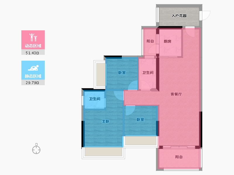 广东省-惠州市-裕泰名门花园-77.68-户型库-动静分区