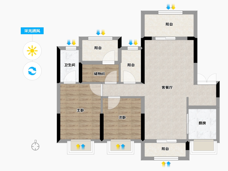 广东省-中山市-国深大信君澜湾-80.81-户型库-采光通风