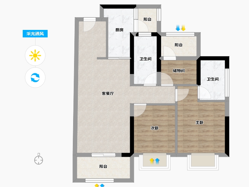 广东省-中山市-华发首府-73.20-户型库-采光通风