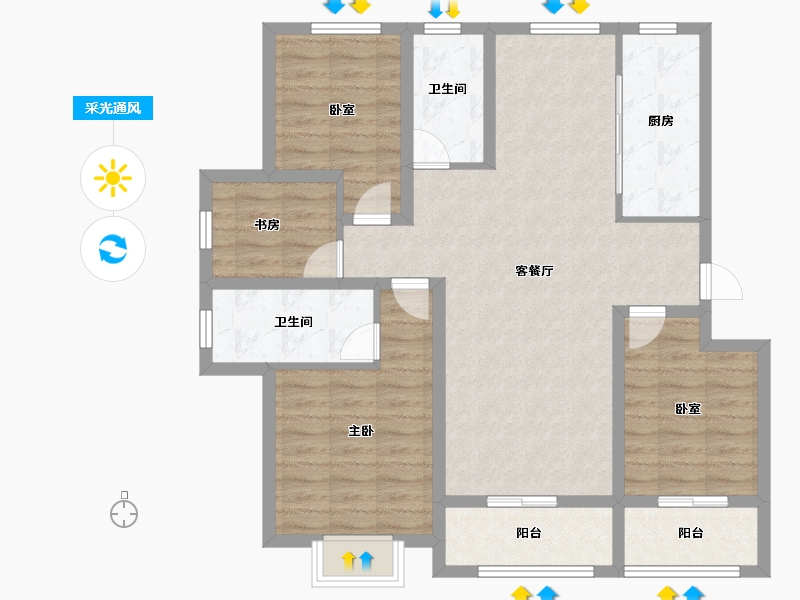 浙江省-绍兴市-香溪铭苑-97.00-户型库-采光通风