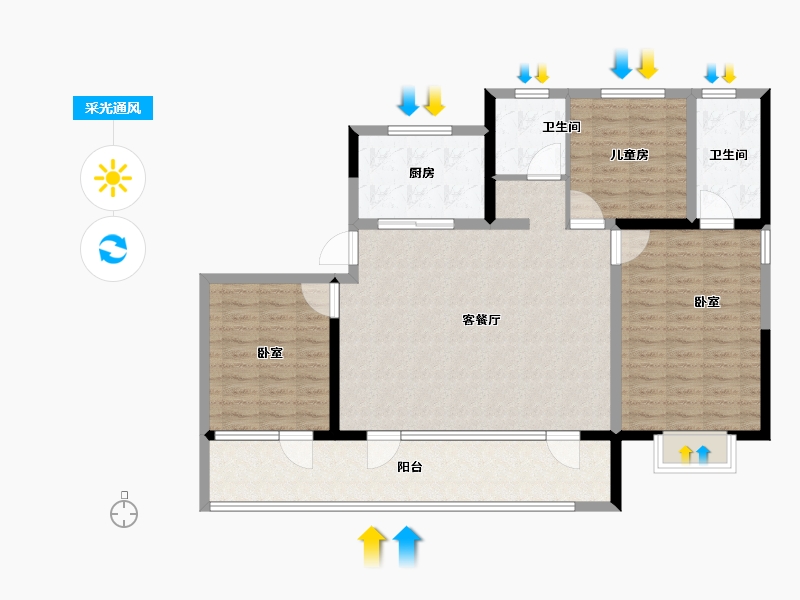 山东省-青岛市-海发融信缦山兰庭-112.00-户型库-采光通风