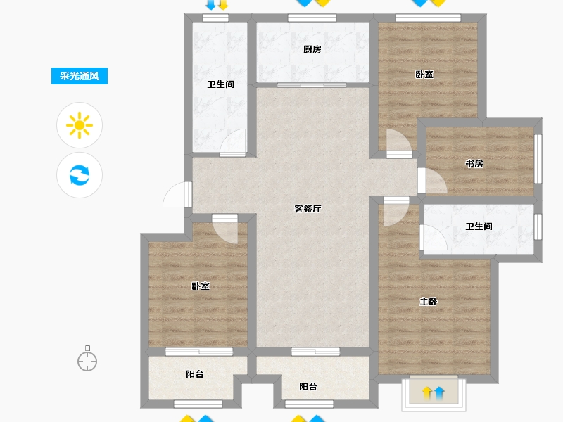 浙江省-绍兴市-香溪铭苑-98.00-户型库-采光通风