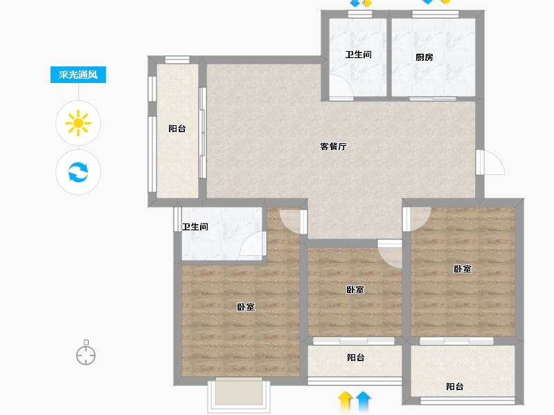 浙江省-绍兴市-香溪铭苑-96.00-户型库-采光通风