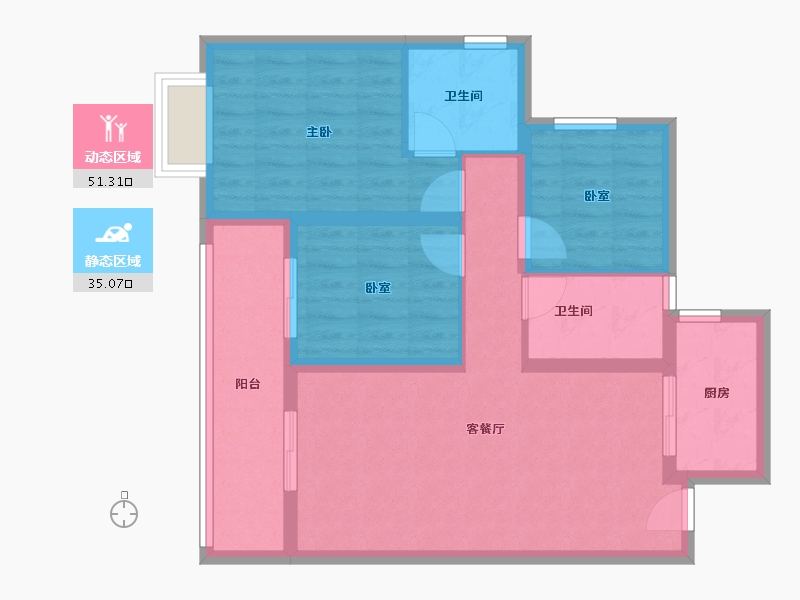 云南省-昆明市-中骏天誉-76.61-户型库-动静分区