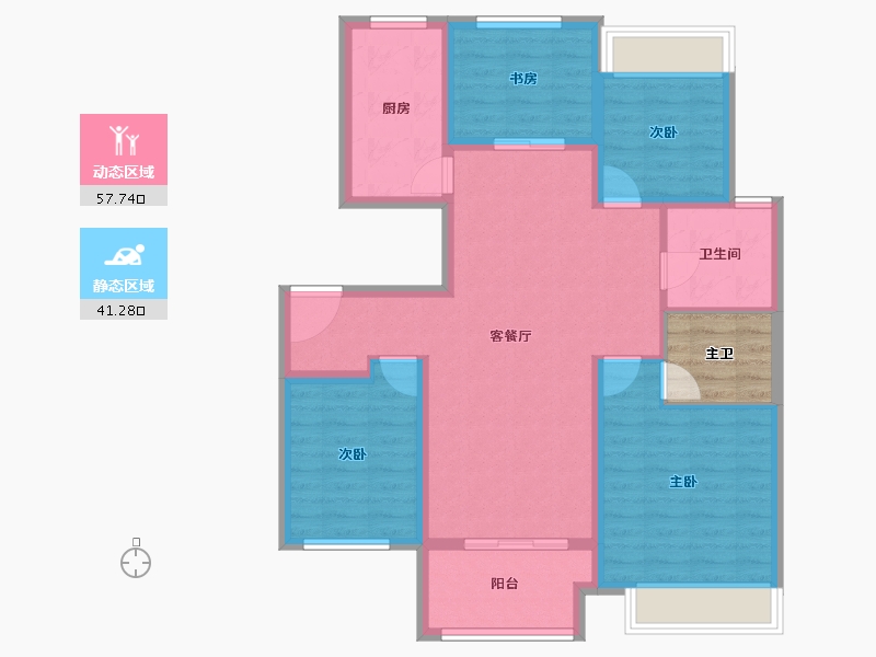 江苏省-徐州市-绿地翡翠蓝湾-92.25-户型库-动静分区