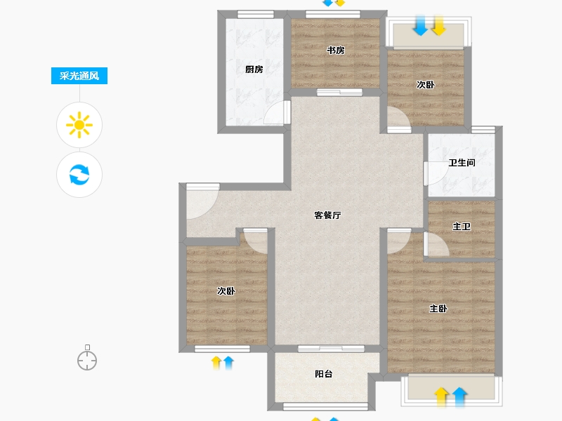 江苏省-徐州市-绿地翡翠蓝湾-92.25-户型库-采光通风