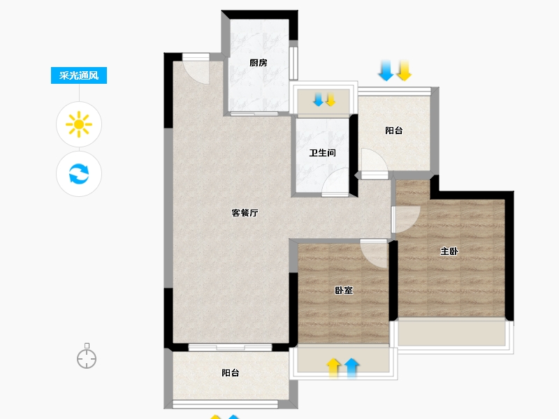 广东省-惠州市-惠阳振业城-68.67-户型库-采光通风