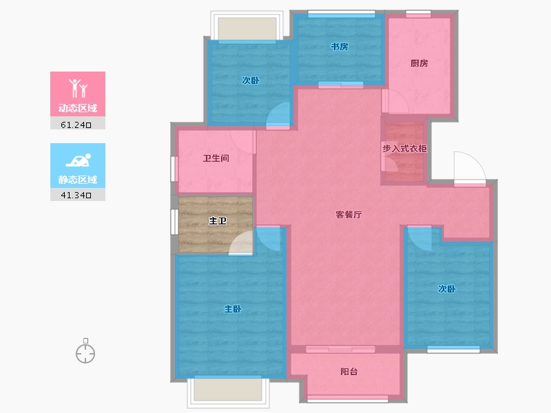 江苏省-徐州市-绿地翡翠蓝湾-95.90-户型库-动静分区