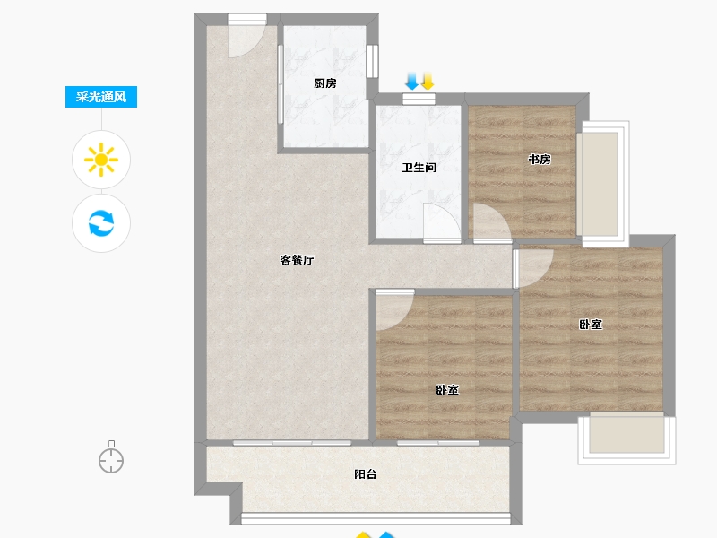 广东省-惠州市-融创臻园-68.57-户型库-采光通风