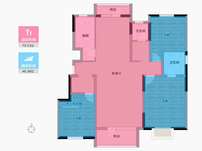 山东省-青岛市-蔚蓝天地-104.00-户型库-动静分区