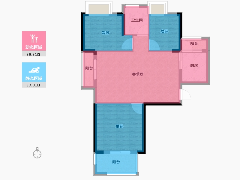 湖北省-武汉市-​南湖九玺-64.29-户型库-动静分区