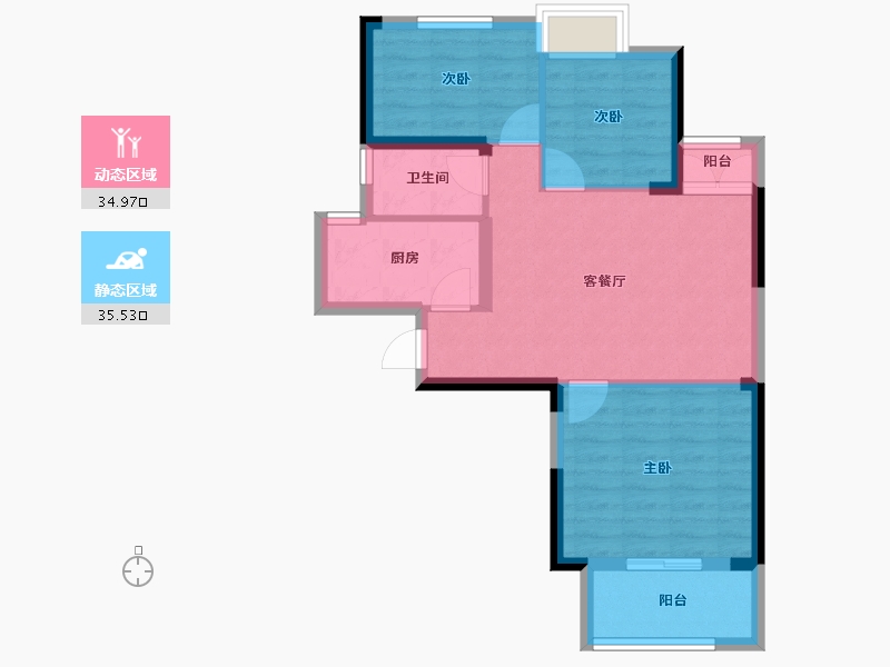 湖北省-武汉市-​南湖九玺-62.75-户型库-动静分区