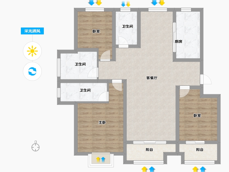 浙江省-绍兴市-香溪铭苑-97.00-户型库-采光通风