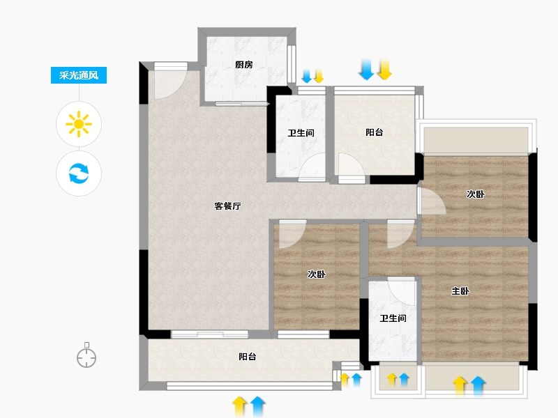 广东省-惠州市-中交和风春岸-82.54-户型库-采光通风