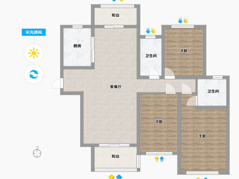 河南省-驻马店市-建业城-108.00-户型库-采光通风