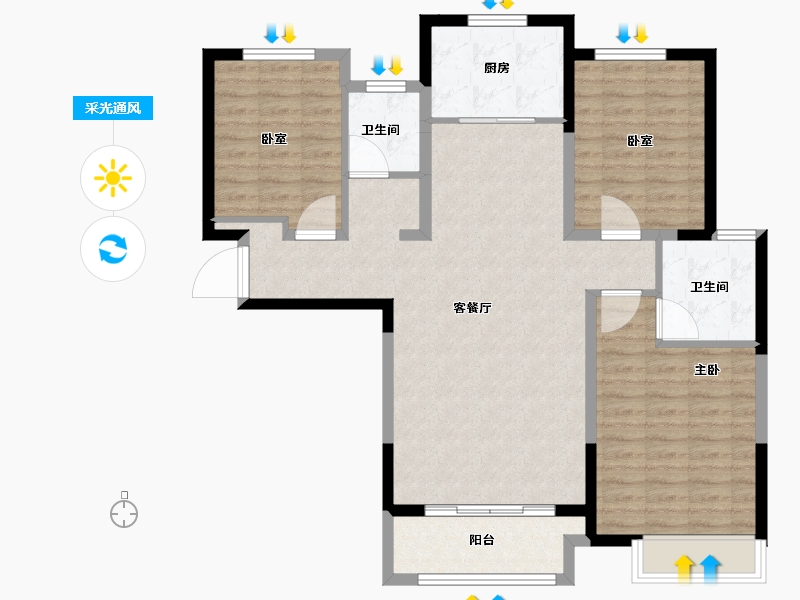 河南省-南阳市-建业贰号城邦-99.34-户型库-采光通风