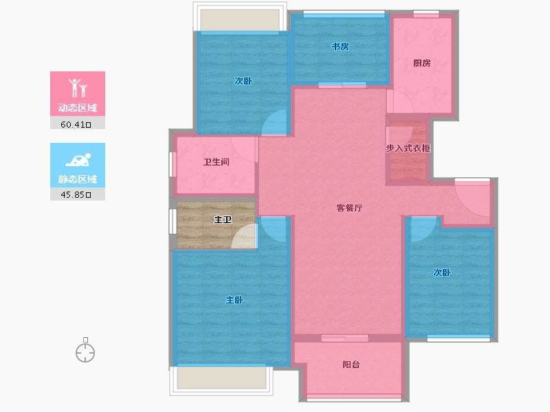 江苏省-徐州市-绿地翡翠蓝湾-98.86-户型库-动静分区