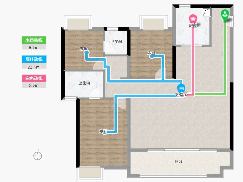 江苏省-徐州市-益兴康馨名樾-111.69-户型库-动静线