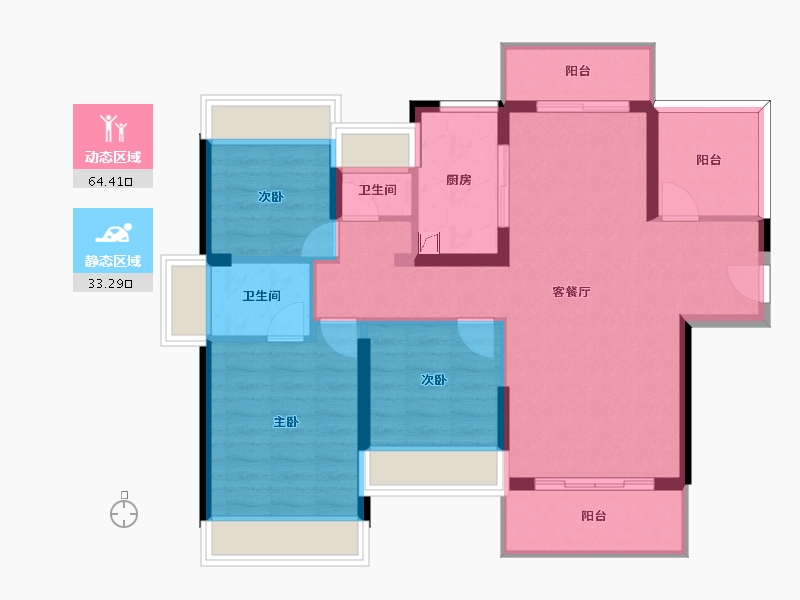 广东省-惠州市-牧云左岸-87.68-户型库-动静分区