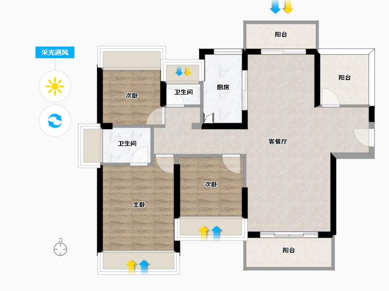 广东省-惠州市-牧云左岸-87.68-户型库-采光通风