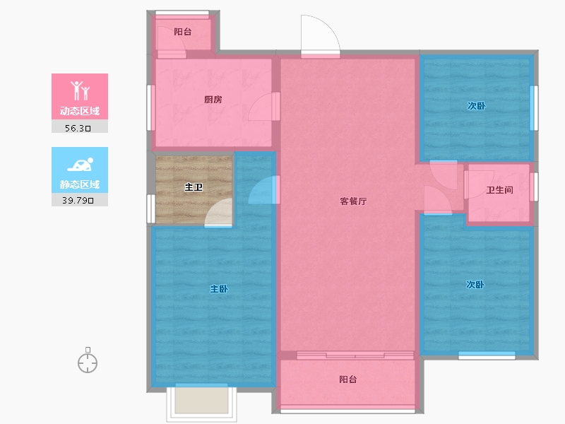 四川省-成都市-珑山樾-90.36-户型库-动静分区