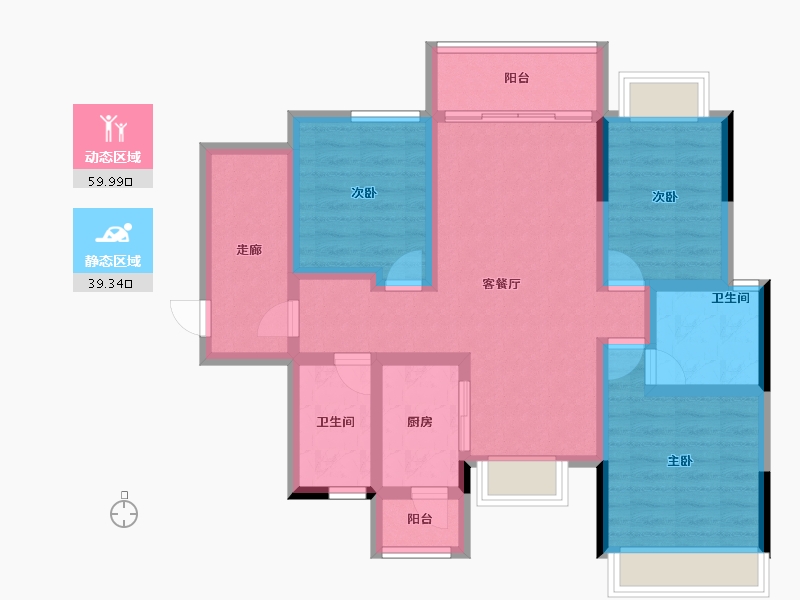 四川省-成都市-炎华置信上林景著-86.82-户型库-动静分区