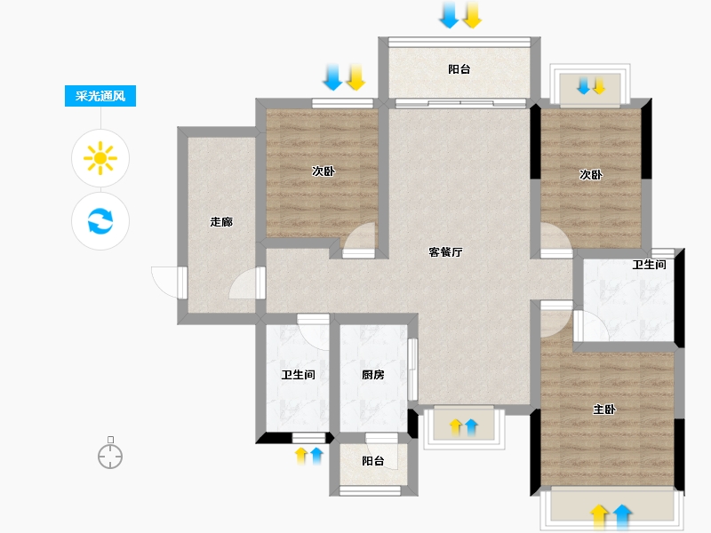 四川省-成都市-炎华置信上林景著-86.82-户型库-采光通风