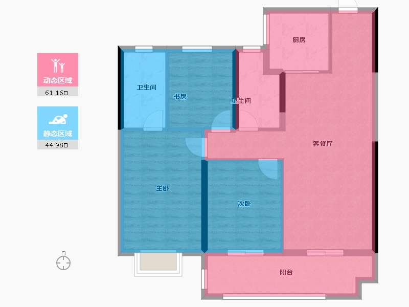 江苏省-徐州市-益兴康馨名樾-95.58-户型库-动静分区