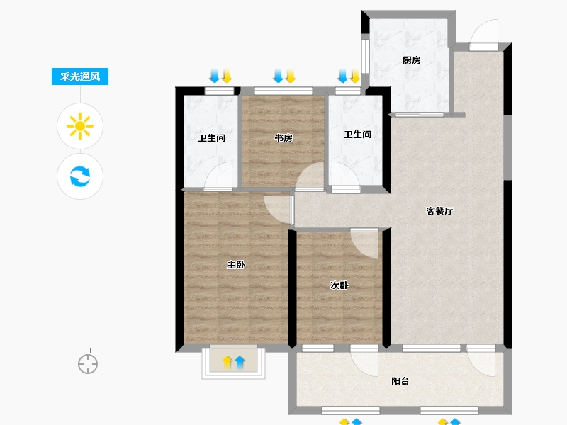 山东省-青岛市-华新园央和府-92.10-户型库-采光通风