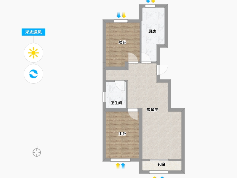 河北省-廊坊市-如园-70.00-户型库-采光通风