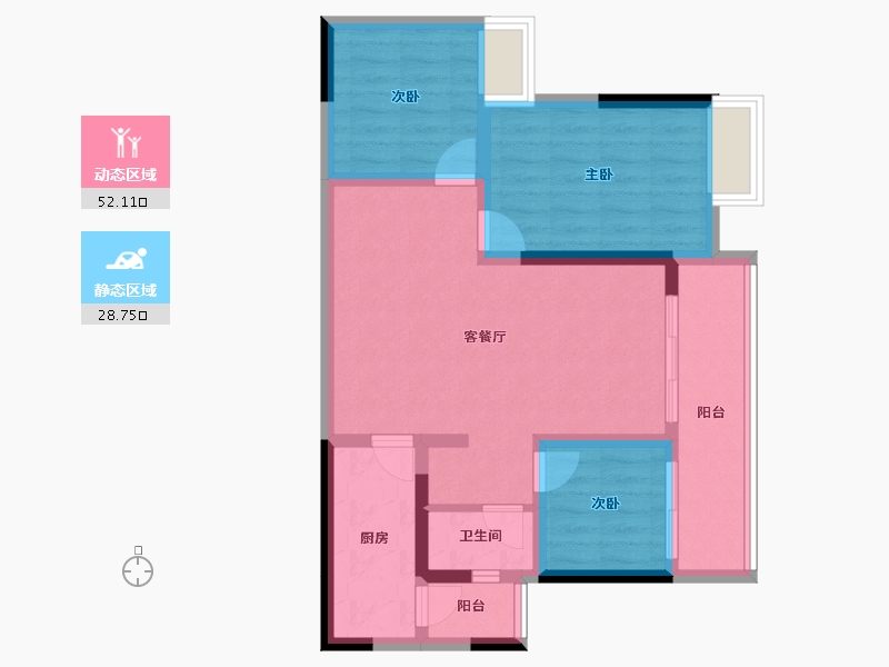 重庆-重庆市-金科长江星辰-71.12-户型库-动静分区