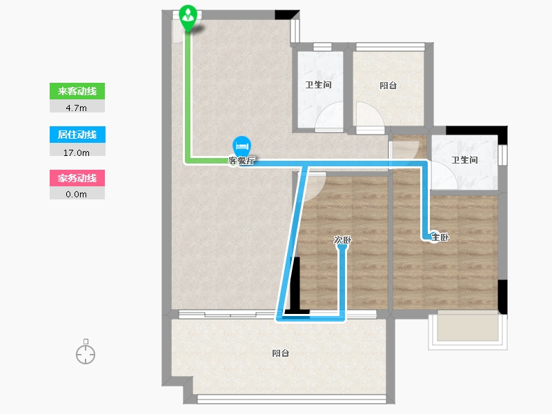 海南省-三亚市-海棠湾8号温泉公馆-71.77-户型库-动静线