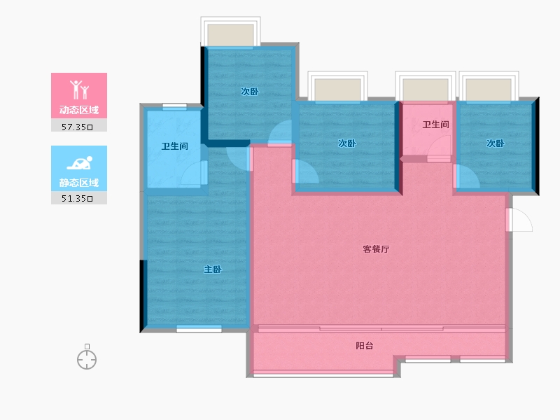 四川省-成都市-炎华置信上林景著-97.55-户型库-动静分区