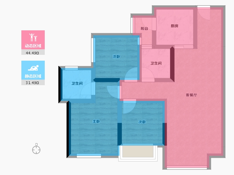 四川省-成都市-东原江山印月-65.87-户型库-动静分区