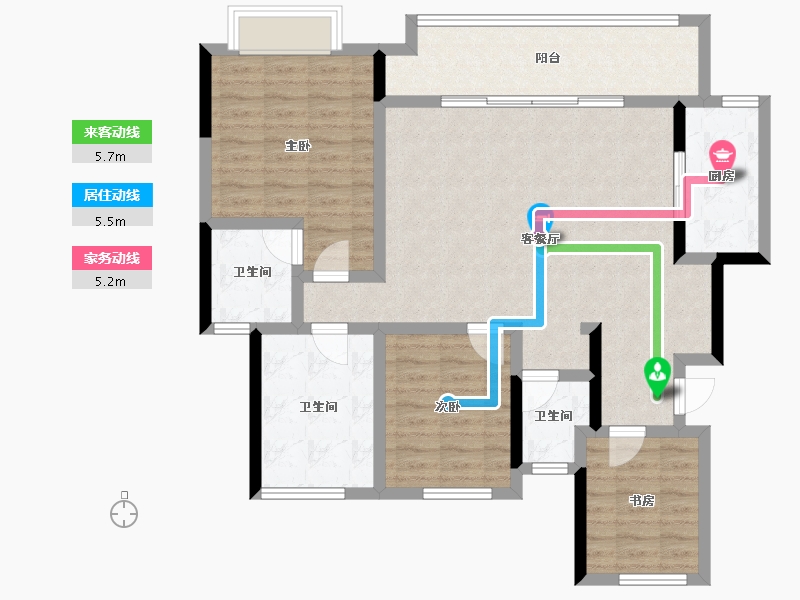 四川省-成都市-隆腾公园城-101.47-户型库-动静线