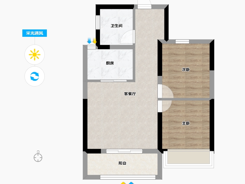 云南省-昆明市-俊发星辰俊园-53.26-户型库-采光通风