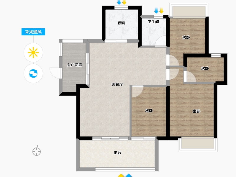 海南省-三亚市-保利崖州湾-88.95-户型库-采光通风