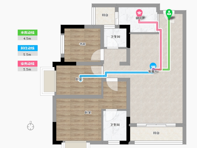 重庆-重庆市-嘉裕国际社区-69.31-户型库-动静线