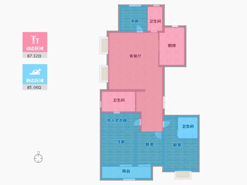 浙江省-杭州市-绿城桂冠东方-156.89-户型库-动静分区