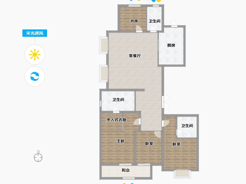 浙江省-杭州市-绿城桂冠东方-156.89-户型库-采光通风