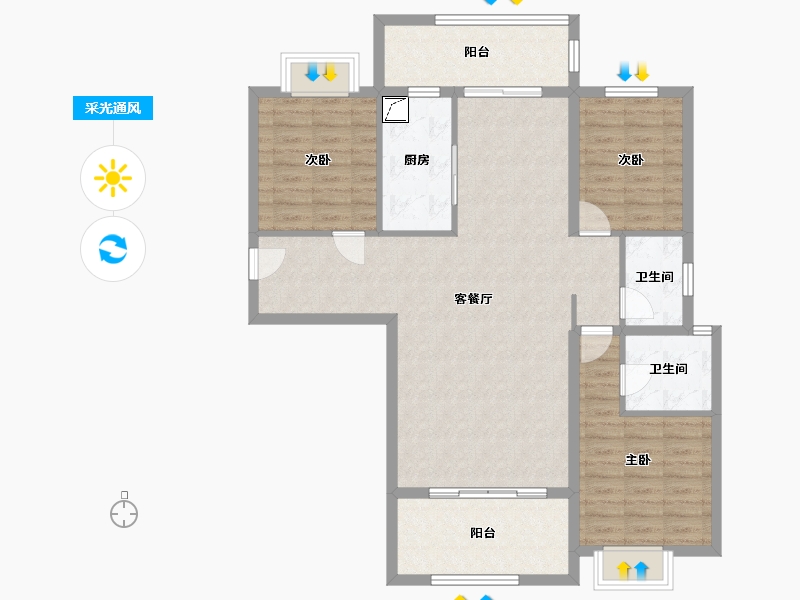 广东省-汕头市-金紫名邦-108.00-户型库-采光通风