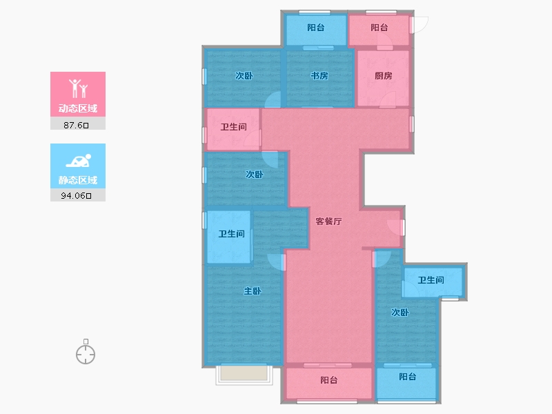 云南省-昆明市-俊发城-164.00-户型库-动静分区