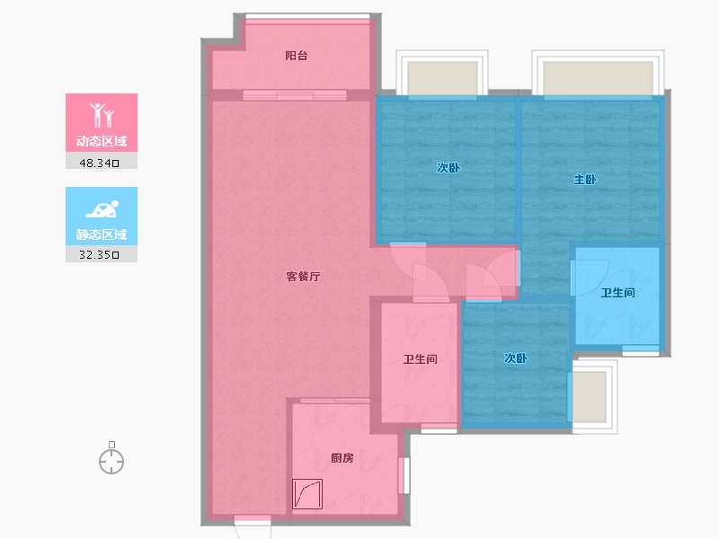 广东省-江门市-美的卓越天誉-77.34-户型库-动静分区