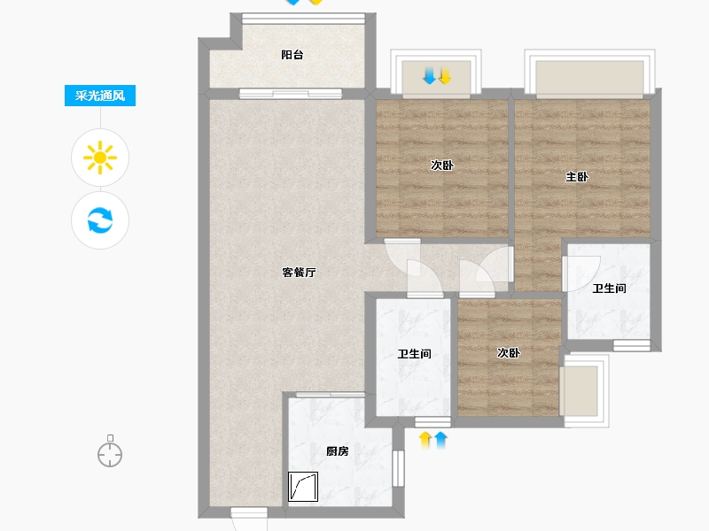 广东省-江门市-美的卓越天誉-77.34-户型库-采光通风