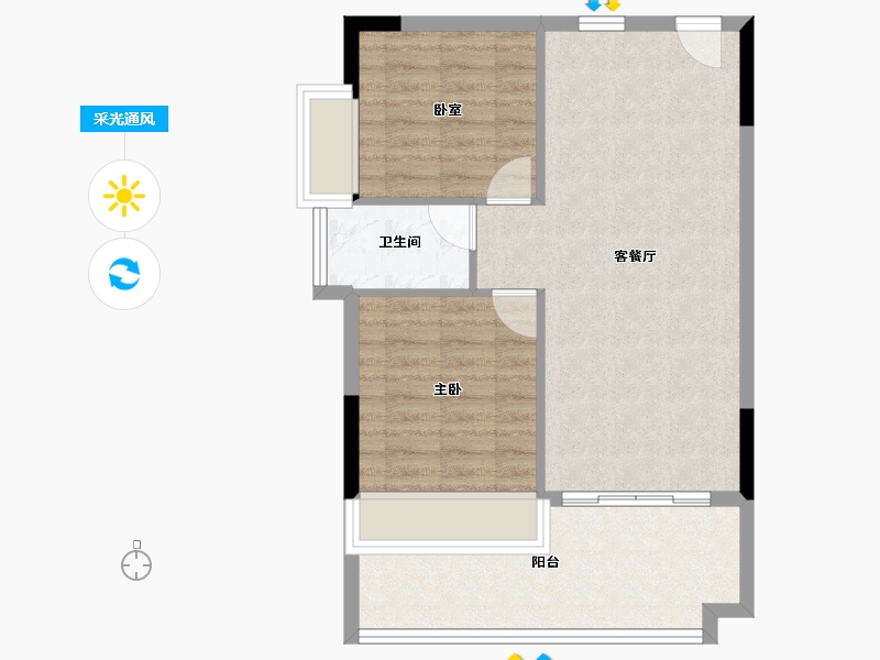 海南省-三亚市-海棠湾8号温泉公馆-67.93-户型库-采光通风