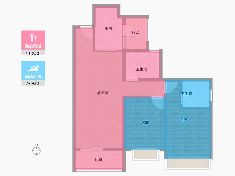 海南省-万宁市-恒大双海湾-85.61-户型库-动静分区